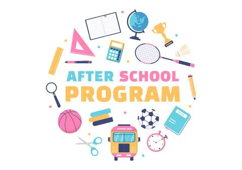 Students Leave School Building After Class or Program and Back to Home in Tem Ilustración de archivo