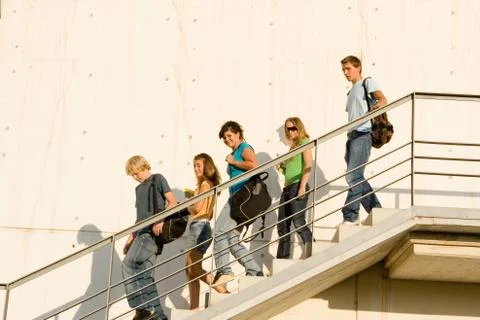 Students leaving campus Stock Photos