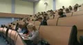 Students at a lecture in the classroom. HD Footage
