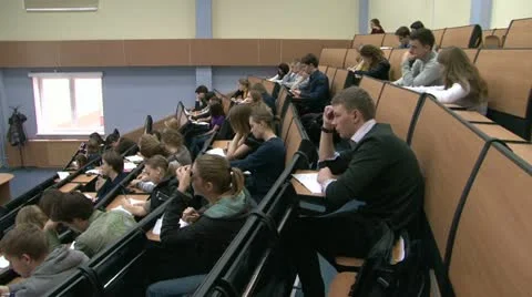 Students at a lecture in the classroom. Stock Footage
