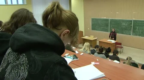 Students at a lecture in the classroom. Stock Footage