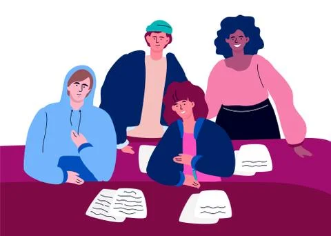 Students on a lesson - colorful flat design style illustration Stock Illustration