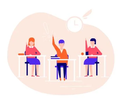Students on the lesson - flat design style illustration Stock Illustration