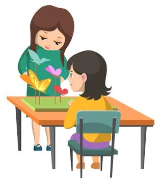 Students on Lessons, Teamwork with Projects Vector 스톡 일러스트