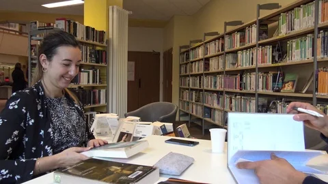 Students In a Library Stock Footage 123053222