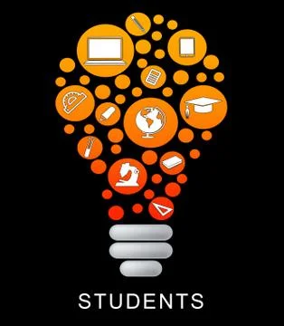 Students Lightbulb Meaning Study Glow And Lesson Illustrazione stock