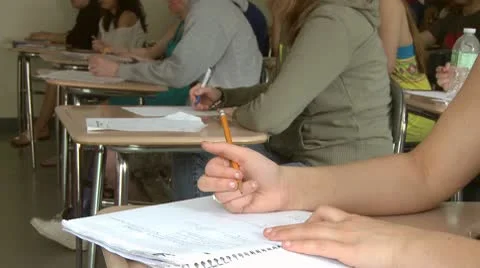 Students listening in classroom ready to take notes (2 of 2) Stock Footage 10331399