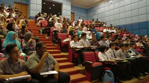 Students Listening to Lecture Inside Lecture Hall in Allianze University Stock Footage 49388063