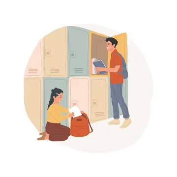 Students lockers isolated cartoon vector illustration. Stock Illustration