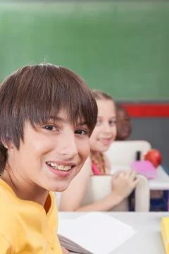The students looking at camera Stock Photos