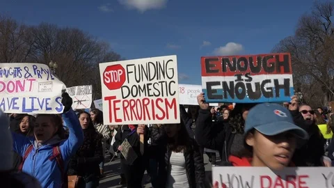 Students marching for gun control, Washington, stock footage Stock Footage