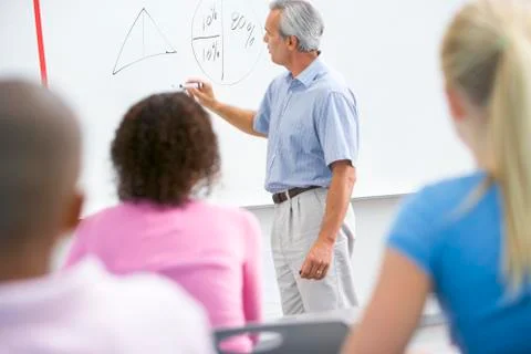 Students in math class with teacher Stock Photos