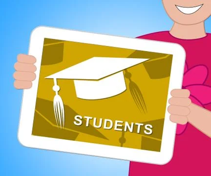 Students Mortarboard Represents Graduate Learning 3d Illustratio Illustrazione stock