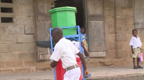 STUDENTS MOVE HANDWASHING STATION Stock Footage 60627679