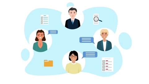 Students network sharing document and talking Together. cartoon animation o.. Stock Footage 305697175