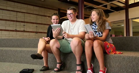 Students newer technology in a school. Ultra HD 4K Stock Footage 45575571