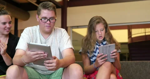 Students newer technology in a school. Ultra HD 4K Stock Footage 45576681