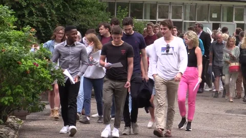 Students at Norwich School receive A-level results Stock Footage 148614403