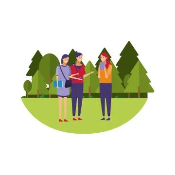 Students at park Ilustração Stock