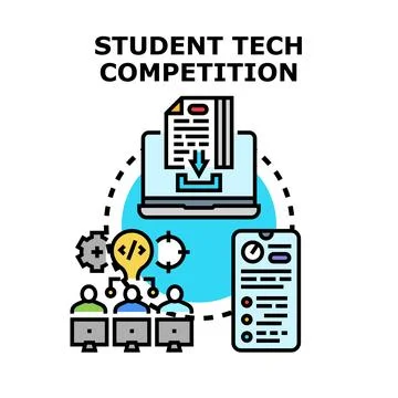 Students participating in technology competition developing innovative solu.. Stock Illustration
