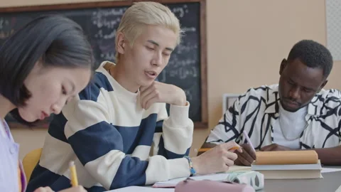 Students Passing Exam on Programming Class Stock Footage 257068764