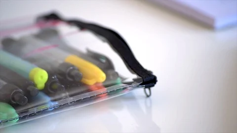 Student's Pencil Case Close Up Stock Footage 90168197