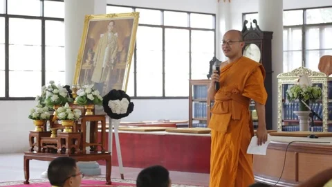 Students of Pieamsuwan school in Buddhist Camp, Students are studying Buddhism Stock Footage 76909402