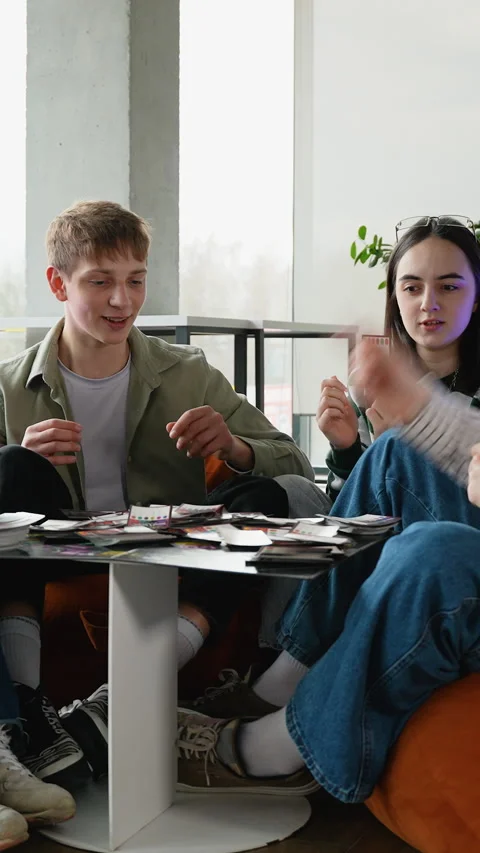 Students playing board games and having fun Video stock 313248104