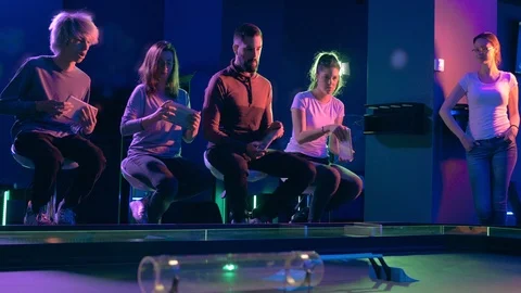 Students is playing with Robot ball in game room Stock Footage 115288412