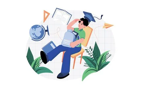 Students Prepare School Supplies Stock Illustration