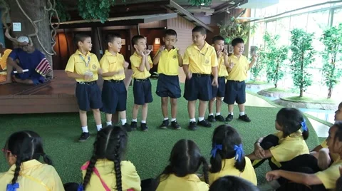 Students primary education activity singing Stock Footage 52272125