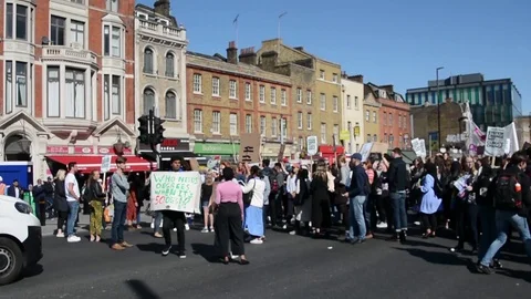 Students protest against climate change in London on 20th september Stock Footage 116447465