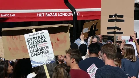 Students protest against climate change in London on 20th september Stock-Footage 116447489