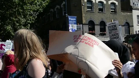 Students protest against climate change in London on 20th september Stock-Footage 116447522