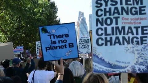 Students protest against climate change in London on 20th september Stock-Footage 116447540
