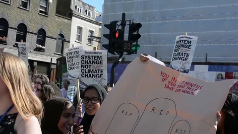 Students protest against climate change in London on 20th september Stock-Footage 116447561
