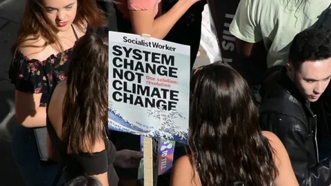 Students protest against climate change in London on 20th september Video stock 116447565