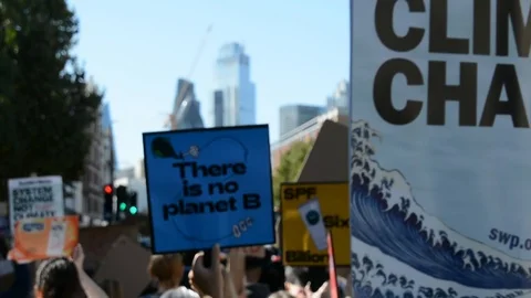 Students protest against climate change in London on 20th september Stock Footage