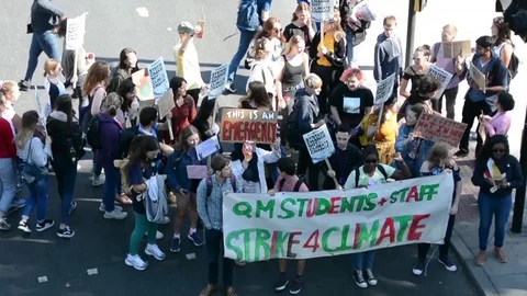 Students protest against climate change in London on 20th september Stock-Footage 116447588