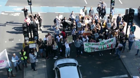 Students protest against climate change in London on 20th september Stock-Footage 116447605