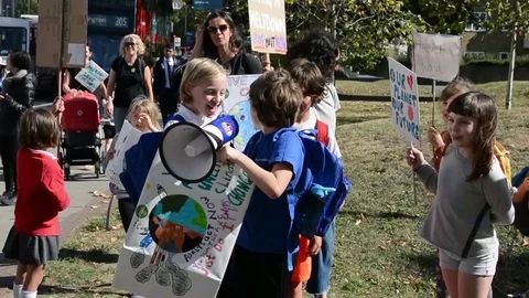 Students protest against climate change in London on 20th september Stock-Footage 116447658