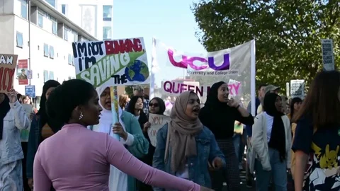 Students protest against climate change in London on 20th september Stock Footage 116447663