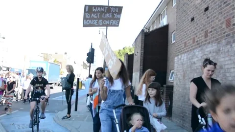 Students protest against climate change in London on 20th september Stock-Footage 116447666