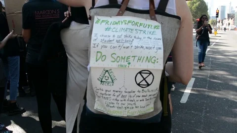 Students protest against climate change in London on 20th september Stock Footage 116447689