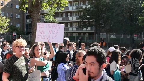 Students protest against climate change in London on 20th september Stock Footage 116447695