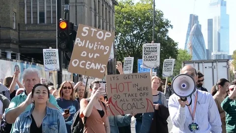 Students protest against climate change in London on 20th september Stock Footage 116447700