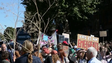 Students protest against climate change in London on 20th september Stock Footage 116447707