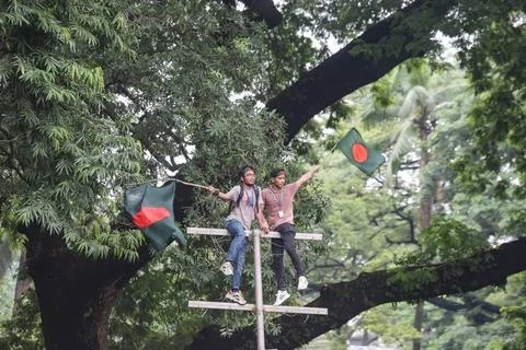  Students protest against quota system in government jobs in Dhaka, Bangla... Fotos Stock