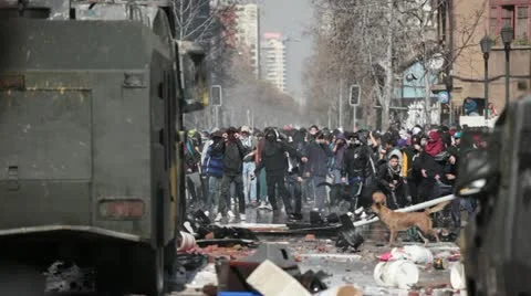 Student's Protest in Chile Stock Footage 11429072