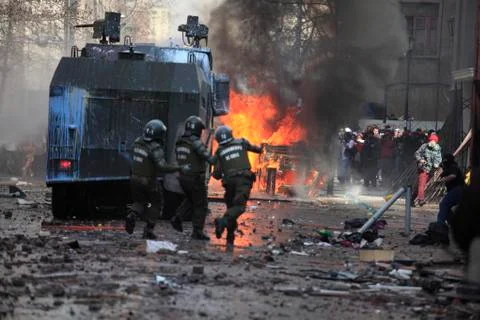 Student's Protest in Chile Stock Photos
